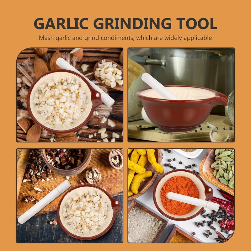 Large Ceramic Mortar and Pestle Set for Grinding Garlic Ginger Spices Herbs - Image 4